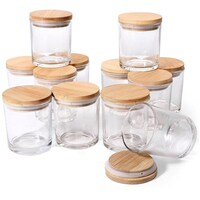 Picture of Fufu Glass Candle Jars with Bamboo Lids, 300ml, Pack of 12