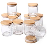 Picture of Fufu Glass Candle Jars with Bamboo Lids, 450ml, Pack of 12