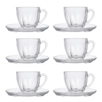 Picture of City Glass Tea Glass Set with Saucer Set, 110ml, Clear - Set of 12