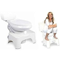 Picture of Comfortable Non-Slip Squatting Toilet Bathroom Seat Foot Rest Stool, White
