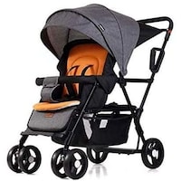 Seebaby Twin Stroller, T12, Grey and Orange