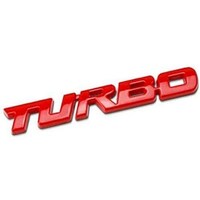 Kistioa Turbo Capital Letter 3D Metal Car Sticker, Red
