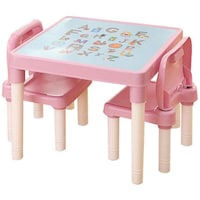 Multifunctional Kids Table and Chair Set, Pink & White - Set of 3