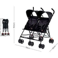 Two Seater Umbrella Type Stroller, Black