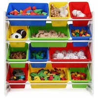 Picture of Toy Storage Rack Organizer, White Pastel