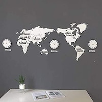 Picture of Wooden True Puzzle Map Wall Decoration Sticker, White