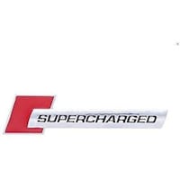 Picture of Supercharged Design HQ Metal Car Sticker, Red & Silver