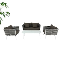 Swin Aluminum with Rope Comfortable Four Seater Garden Sofa Set, Grey