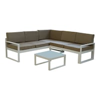 Swin Five Seater Aluminum Outdoor Sofa Set, Brown