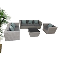 Swin Outdoor Garden Rattan 6 Seater Sofa Set, Dark Grey