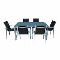 Swin Elegant Outdoor Alloy 6-Seater Lounge Dining Set