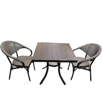 Oasis Casual Outdoor Textilene & Polywood Table & Chairs Set, Brown - Set of 3