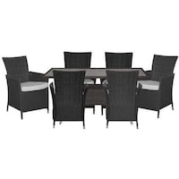 Oasis Casual 6-Seater Rattan Retangle Table & Chairs Set - Set of 7