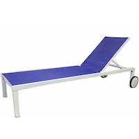 Oasis Casual Sunlounger with Wheels, 194x59x34cm, White & Blue