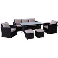 Picture of Oasis Casual 7-Seater Outdoor Rattan Sofa Set, 3+1+1+1+1, Beige - Set of 6