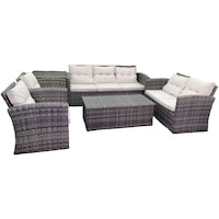 Picture of Oasis Casual 7-Seater Rattan Sofa with Table & Side Table Set, 3+2+1+1, Brown - Set of 6