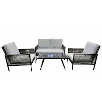 Picture of Oasis Casual 4-Seater Rattan Sofa with Table Set, 2+1+1, Grey - Set of 4