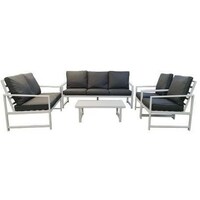 Picture of Oasis Casual 7-Seater Steel Sofa Set, 3+2+1+1, White & Black - Set of 5