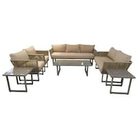 Picture of Oasis Casual 7-Seater Rope Sofa with Table & Side Tables Set, 3+2+1+1, Light Brown - Set of 7