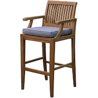Oasis Casual Teak Wood Bar Chair, Brown & Grey