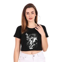 Trendy Rabbit Master Jayara Printed Women Crop T-Shirt, Black - Carton of 30
