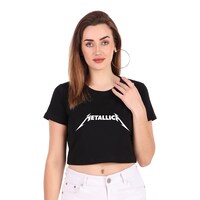 Picture of Trendy Rabbit Metallica Printed Women Crop T-Shirt, Black - Carton of 30