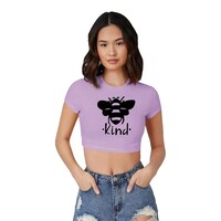 Trendy Rabbit Be Kind Printed Women Crop T-Shirt, Lavender - Carton of 30