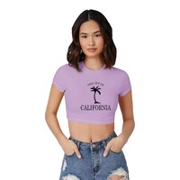 Trendy Rabbit California Printed Women Crop T-Shirt, Lavender - Carton of 30