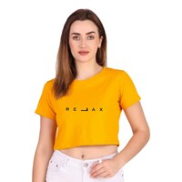 Picture of Trendy Rabbit Relax Printed Women Crop T-Shirt, Mustard - Carton of 30