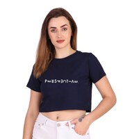 Picture of Trendy Rabbit Perspectve Printed Women Crop T-Shirt, Navy Blue - Carton of 30