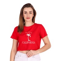 Picture of Trendy Rabbit California Printed Women Crop T-Shirt, Red - Carton of 30