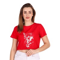 Picture of Trendy Rabbit Master Jayara Printed Women Crop T-Shirt, Red - Carton of 30
