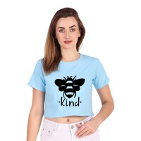Picture of Trendy Rabbit Be Kind Printed Women Crop T-Shirt, Sky Blue - Carton of 30