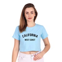 Picture of Trendy Rabbit California Printed Cotton Crop T-Shirt, Sky Blue - Carton of 30