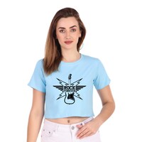 Picture of Trendy Rabbit Rock Forever Printed Crop T-Shirt, Sky Blue - Carton of 30
