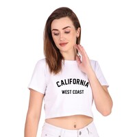 Picture of Trendy Rabbit California West Coast Printed Crop T-Shirt, White - Carton of 30