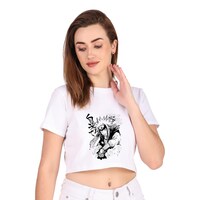 Picture of Trendy Rabbit Master Jayara Printed Women Crop T-Shirt, White - Carton of 30