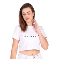 Picture of Trendy Rabbit Relax Printed Women Crop T-Shirt, White - Carton of 30