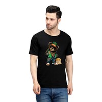 Picture of Trendy Rabbit Bear Printed Mens T-Shirt, Black - Carton of 30