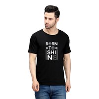 Picture of Trendy Rabbit Born to Shine Printed Mens T-Shirt, Black - Carton of 30