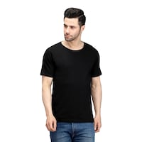 Picture of Trendy Rabbit Solid Cotton Mens T-Shirt, Black - Carton of 30