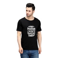 Picture of Trendy Rabbit Stay Positive Printed Mens T-Shirt, Black - Carton of 30