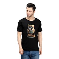 Picture of Trendy Rabbit Owl Printed Mens T-Shirt, Black - Carton of 30