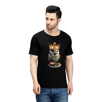 Picture of Trendy Rabbit Owl Printed Cotton Mens T-Shirt, Black - Carton of 30