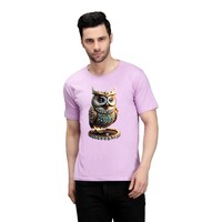 Picture of Trendy Rabbit Owl Printed Mens T-Shirt, Lavender - Carton of 30