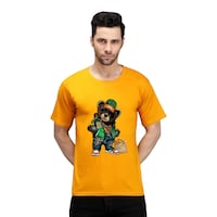Picture of Trendy Rabbit Bear Printed Mens T-Shirt, Mustard - Carton of 30