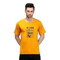 Picture of Trendy Rabbit Born to Shine Printed Mens T-Shirt, Mustard - Carton of 30