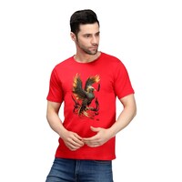 Picture of Trendy Rabbit Cheel Printed Mens T-Shirt, Red - Carton of 30