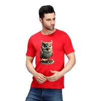 Picture of Trendy Rabbit Owl Printed Mens T-Shirt, Red - Carton of 30