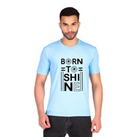 Picture of Trendy Rabbit Born to Shine Printed Mens T-Shirt, Sky Blue - Carton of 30